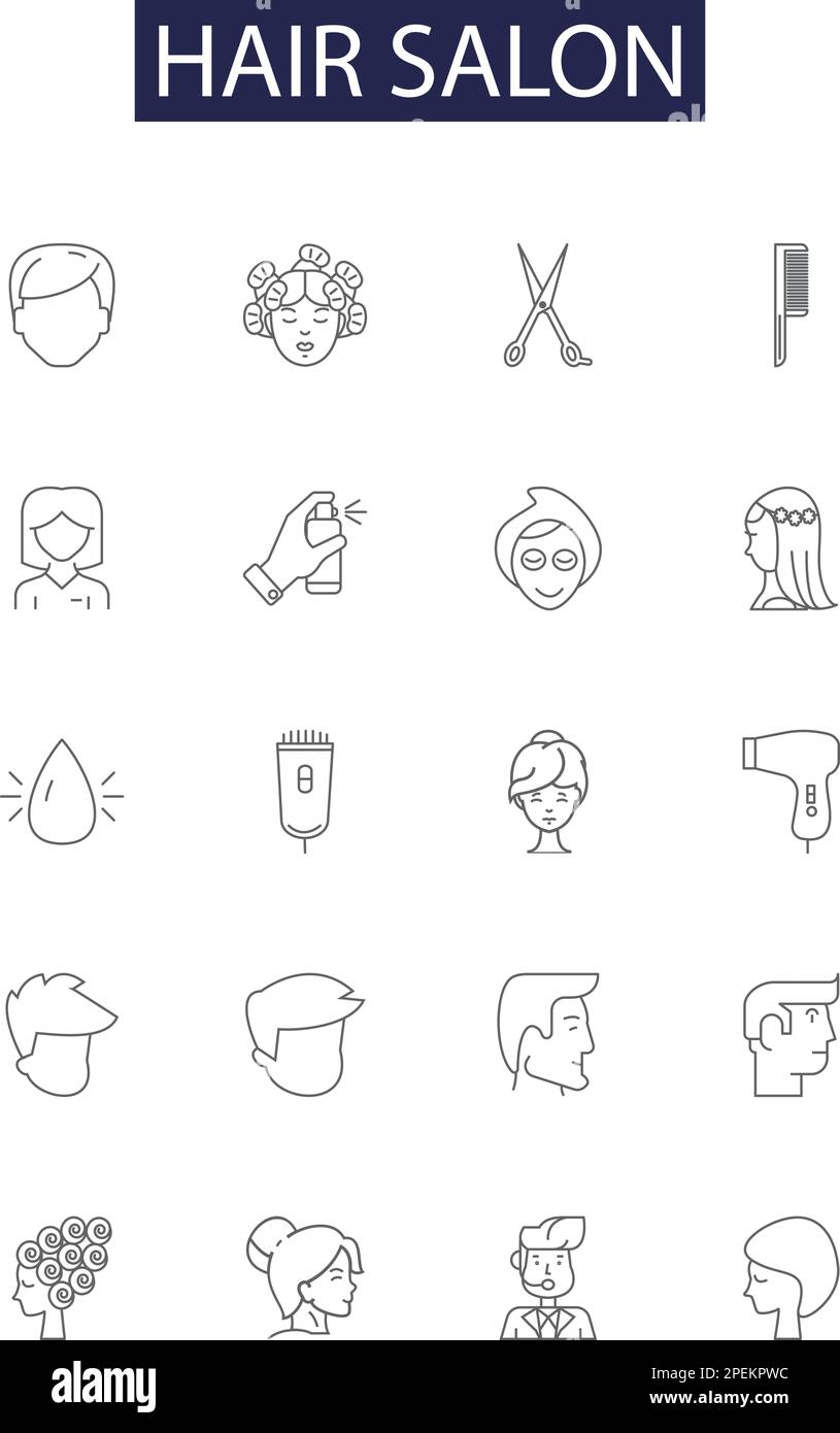 Hair Salon Line Vector Icons And Signs Hairdresser Salon Beauty Haircut Fashion 9285