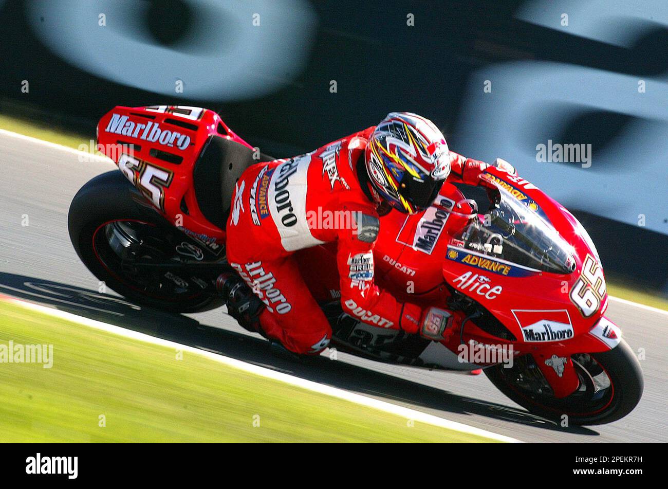 Italian Moto GP rider Loris Capirossi steers his bike during