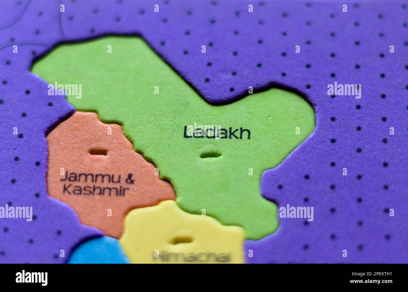 Selective focus on map of Ladakh - a state of India Stock Photo