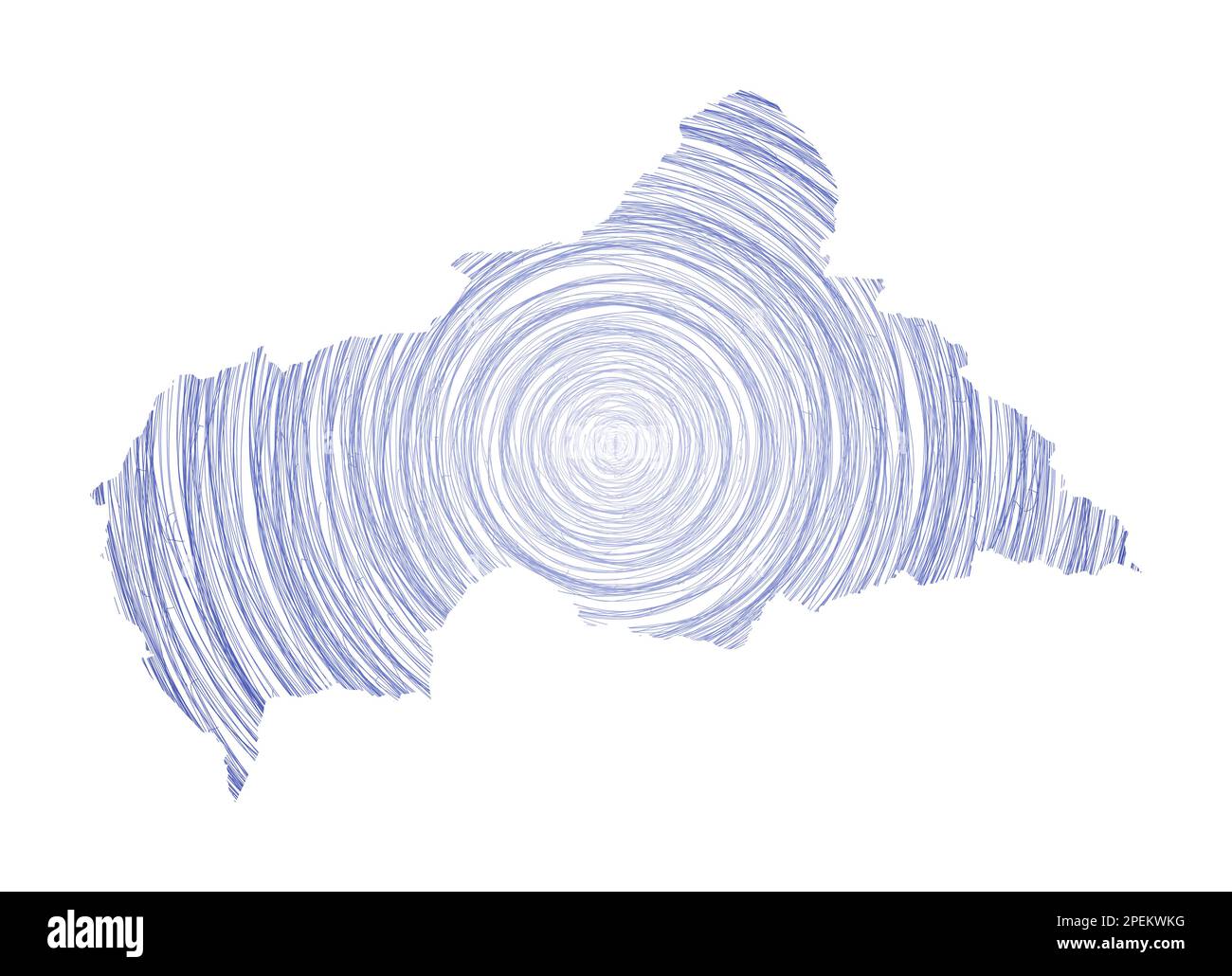 CAR map filled with concentric circles. Sketch style circles in the ...