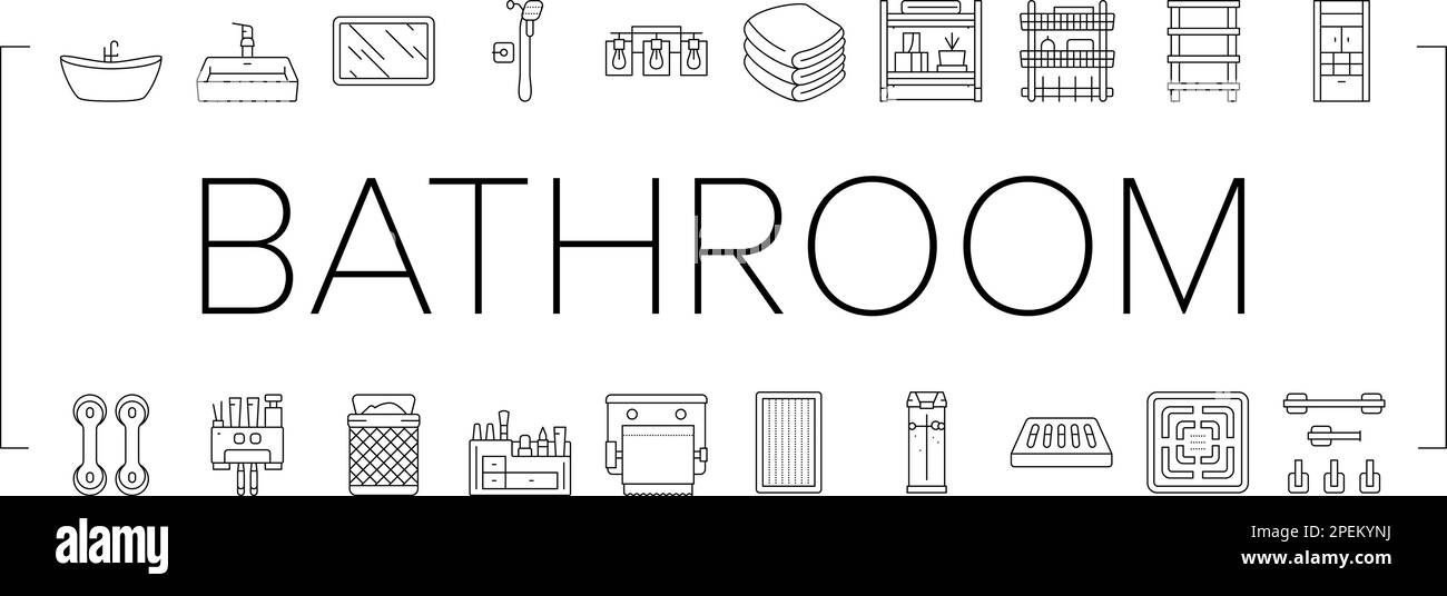 bathroom interior home icons set vector Stock Vector Image & Art - Alamy