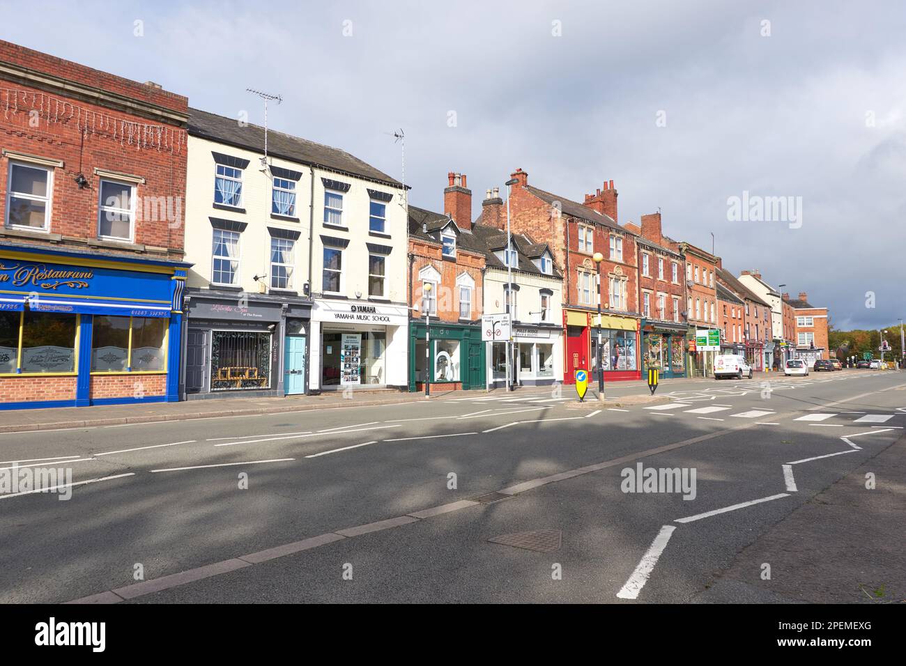 Quiet high street scene in Burton on Trent, UK Stock Photo