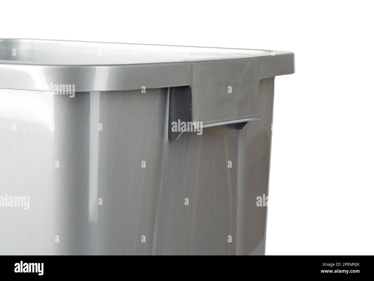 Gray plastic waste bin isolated on white Stock Photo - Alamy