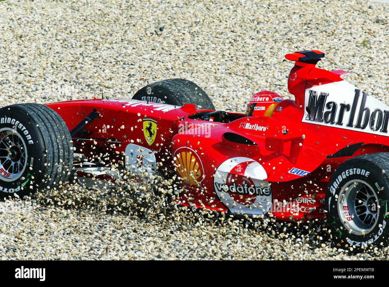 Formula One World Champion Michael Schumacher spins off the track during his qualifying run at the first ever Chinese F1 Grand Prix, in Shanghai Saturday Sept