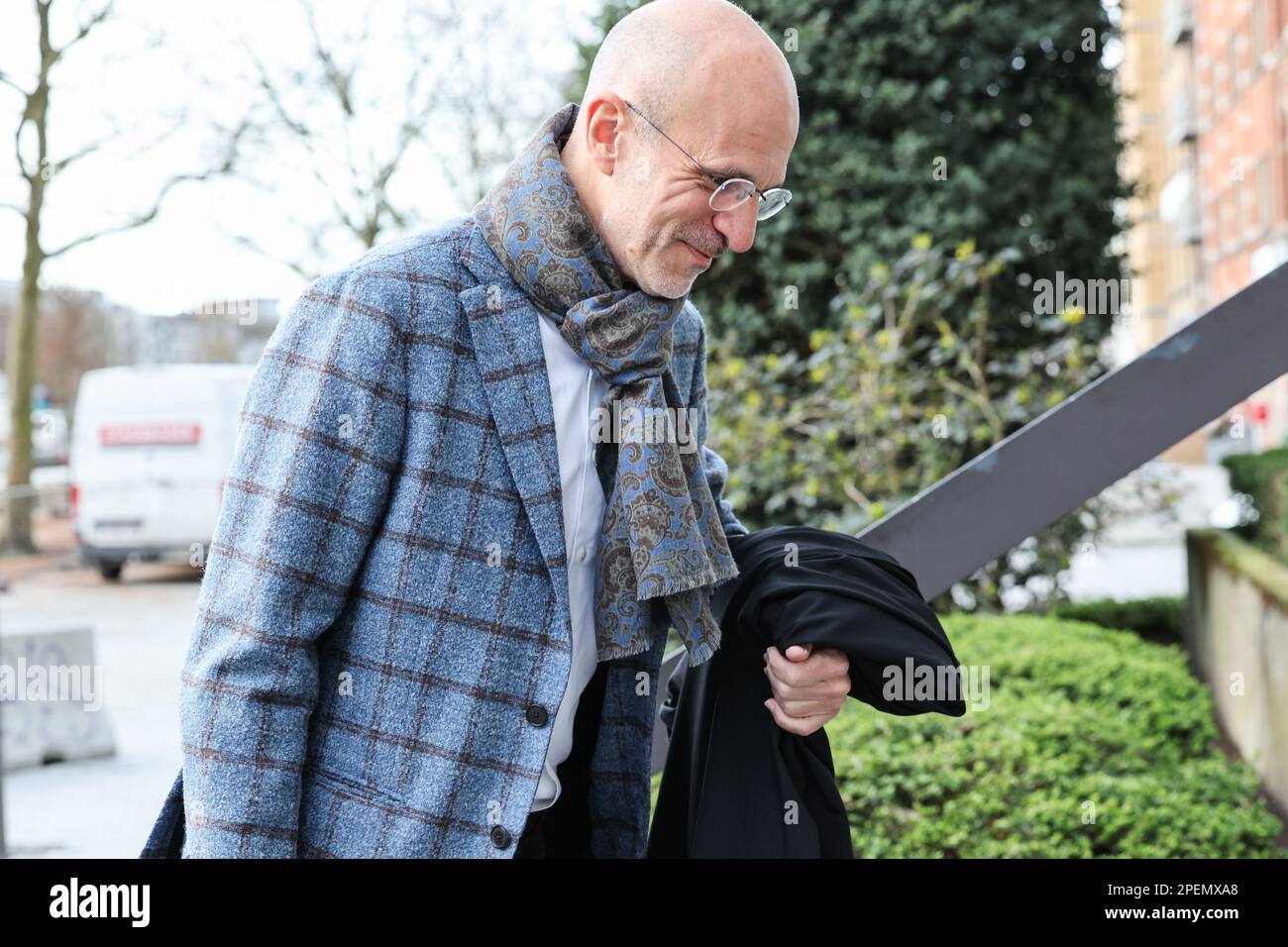 Lawyer John Maes arrives for a session of the case before the Antwerp