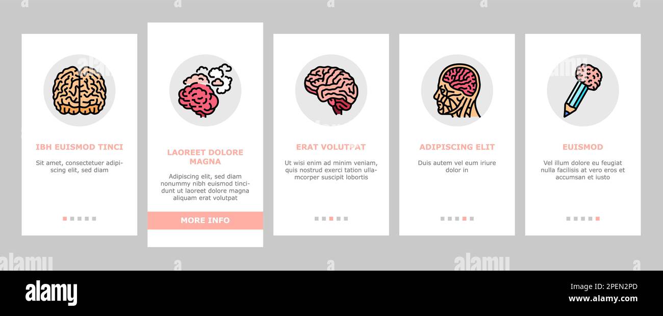 brain human mind head idea onboarding icons set vector Stock Vector ...