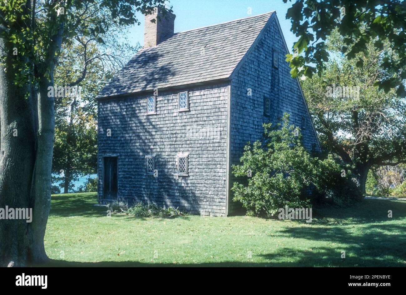 The saltbox Hoxey House at Sandwich on Cape Cod is one of the oldest
