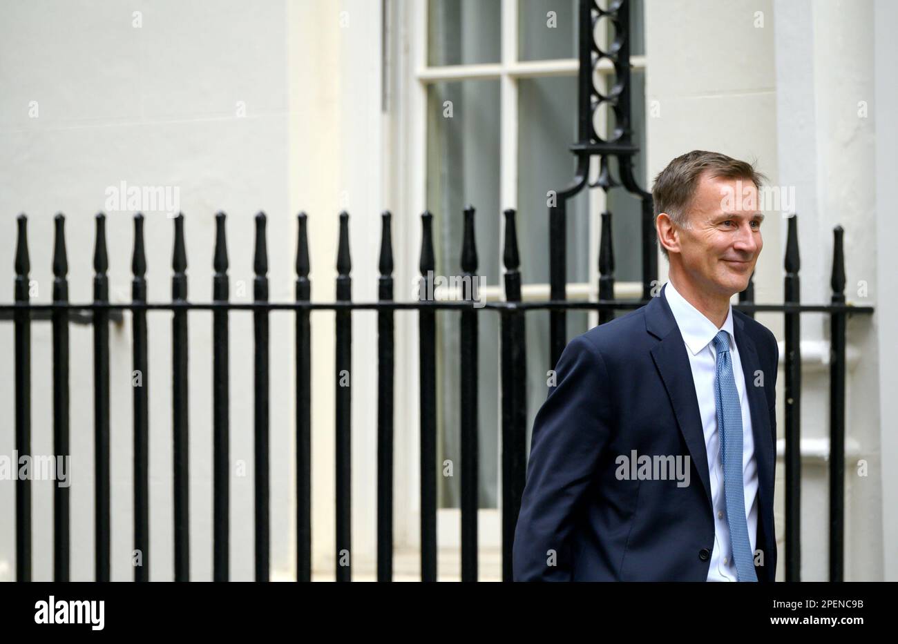 Jeremy Hunt MP (Con: South West Surry) Chancellor of the Exchequer, leaving Downing Street to deliver his first budget, 15th March 2023 Stock Photo