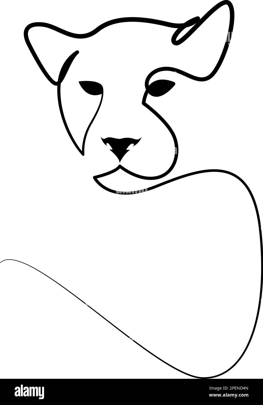 2 black and white vector female lion heads Stock Vector | Adobe Stock