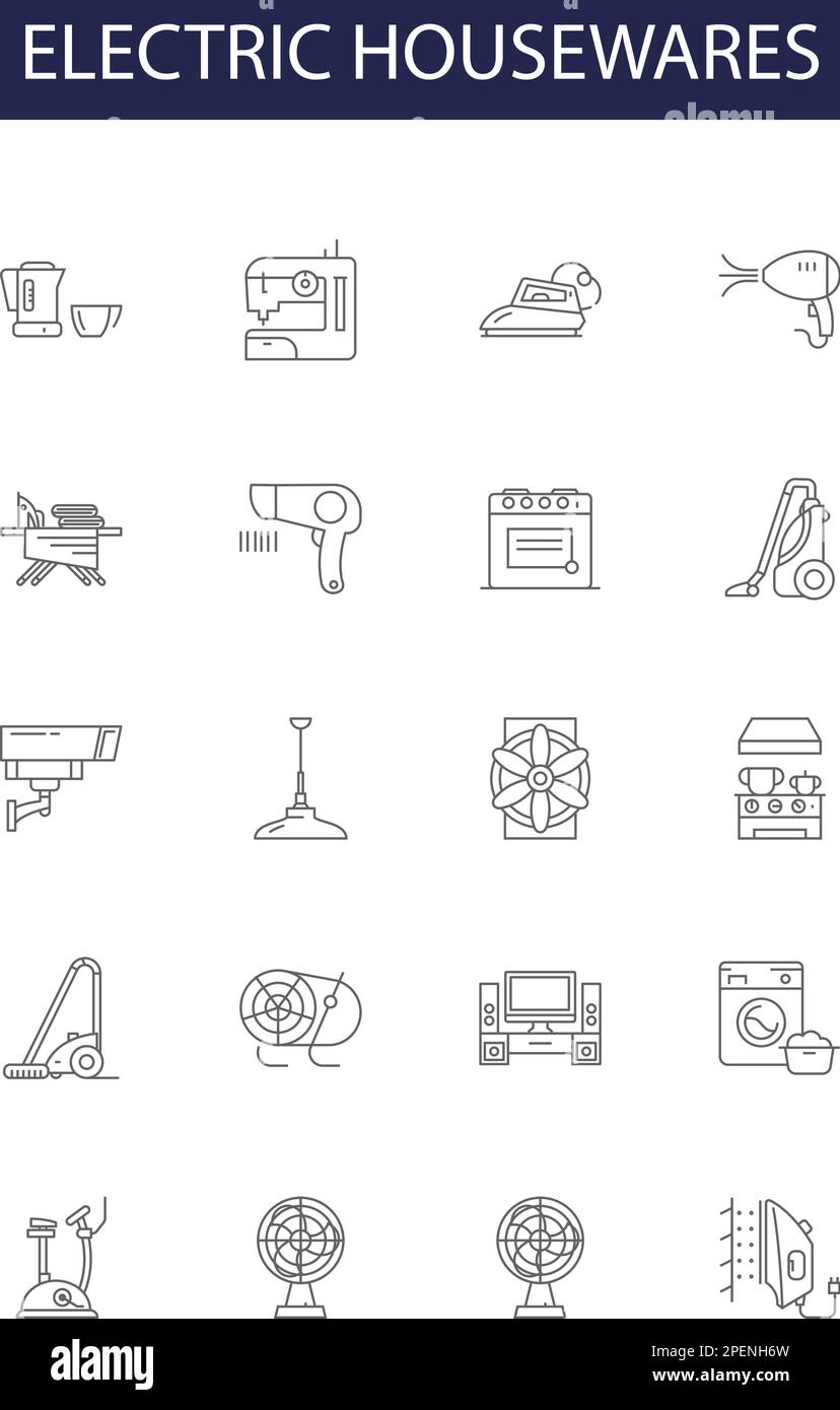 Electric housewares line vector icons and signs. housewares, appliances ...
