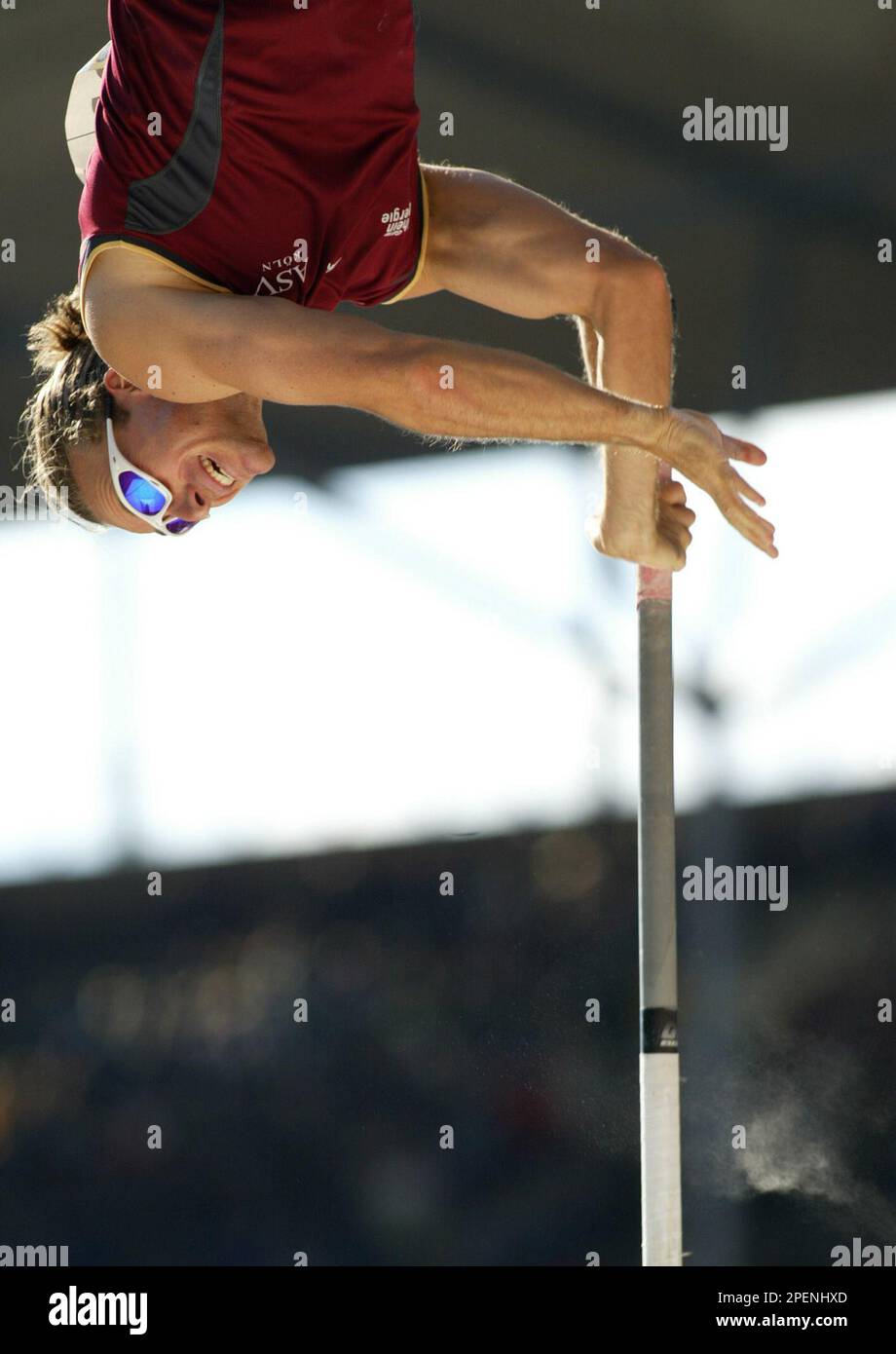 Germany's Tim Lobinger competes during the men's pole vault competition