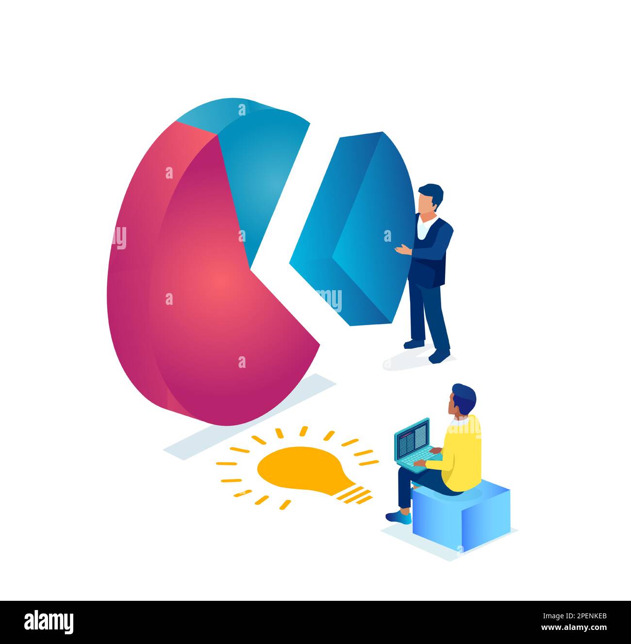 Vector of a businessman taking out piece of chart pile as a reward for a start up investment Stock Vector