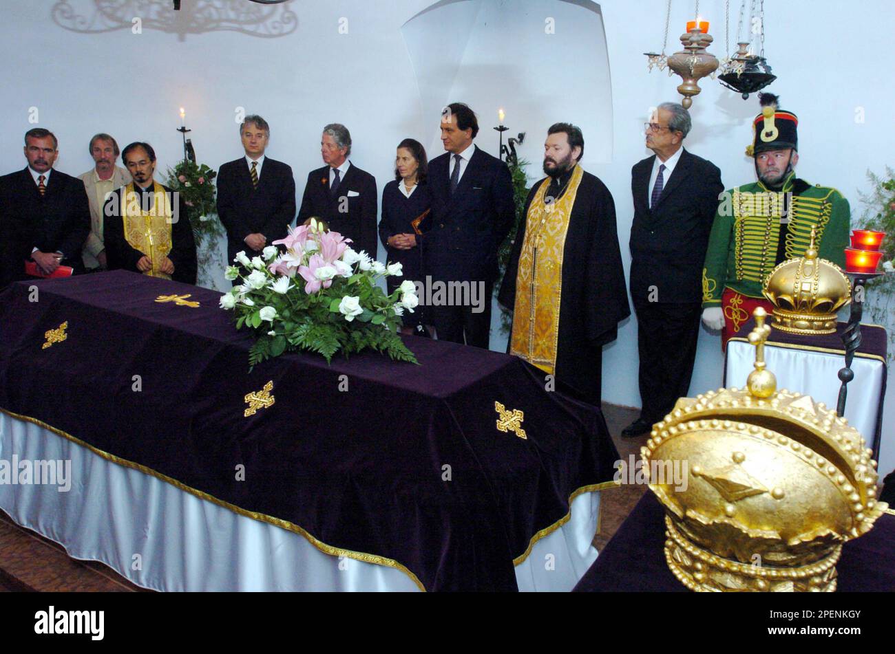 Archduke Joseph Arpad von Habsburg, Russian ortodox priest, Nikolai Kim, an unidentified