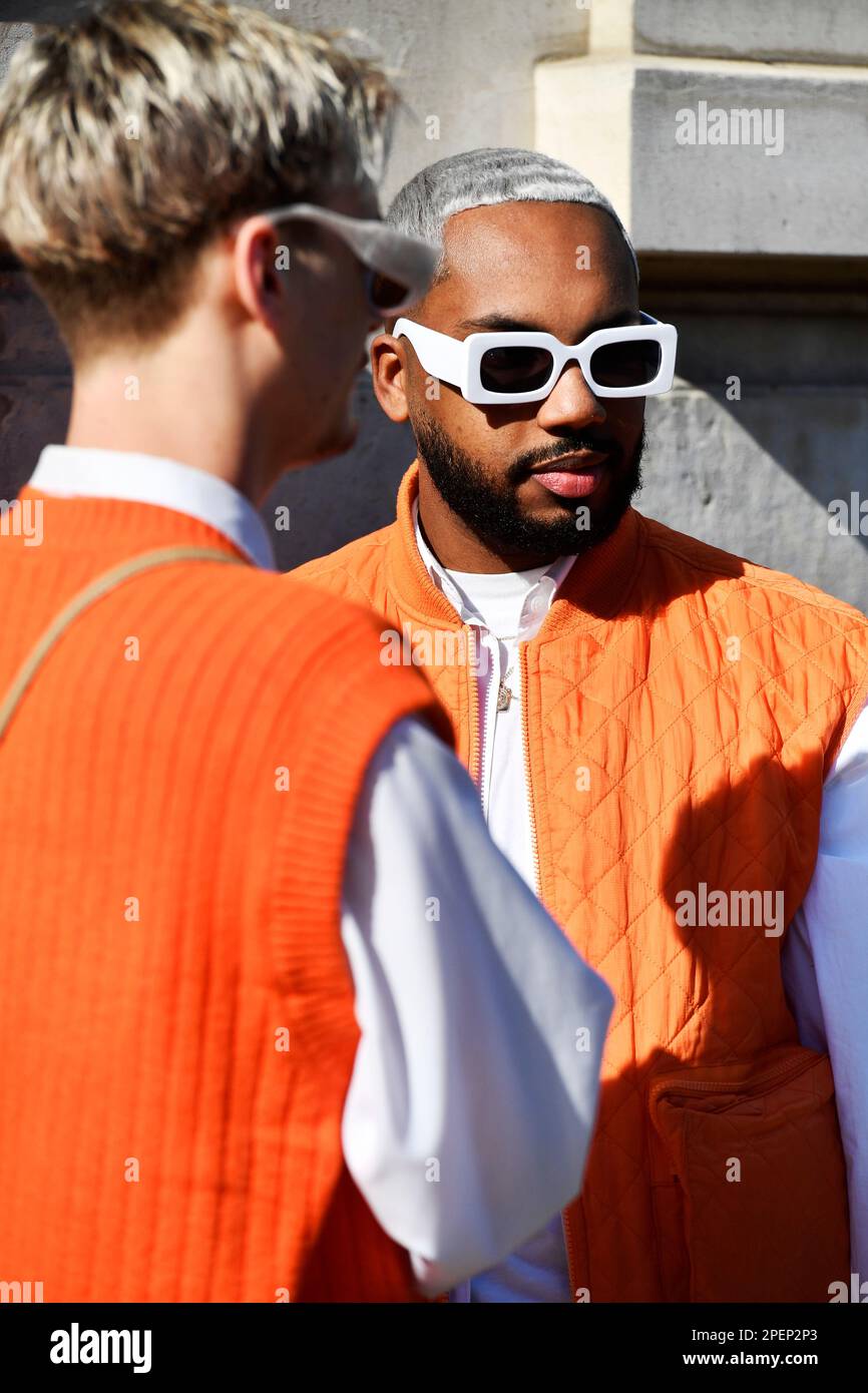 Outside Louis Vuitton Show - Streetstyle at Paris Fashion Week - Paris - France Stock Photo