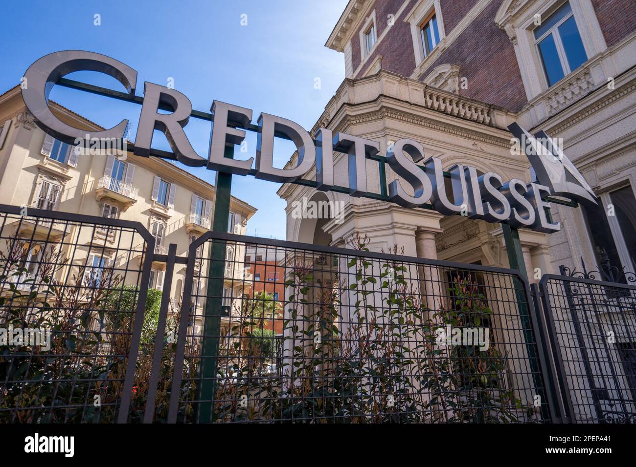 Rome Italy 16 March 2023 The Signage At The Headquarters Of Credit