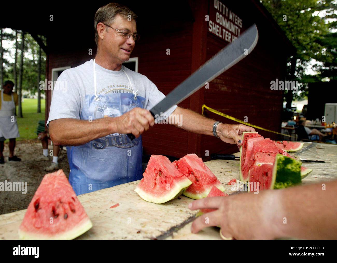 Leon Robbins, Montrose, Iowa, a volunteer at the Montrose Watermelon