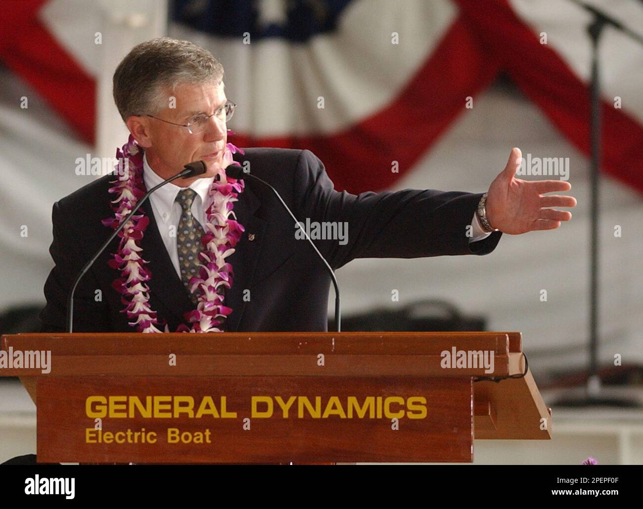 General Dynamics Electric Boat President John P. Casey gestures during