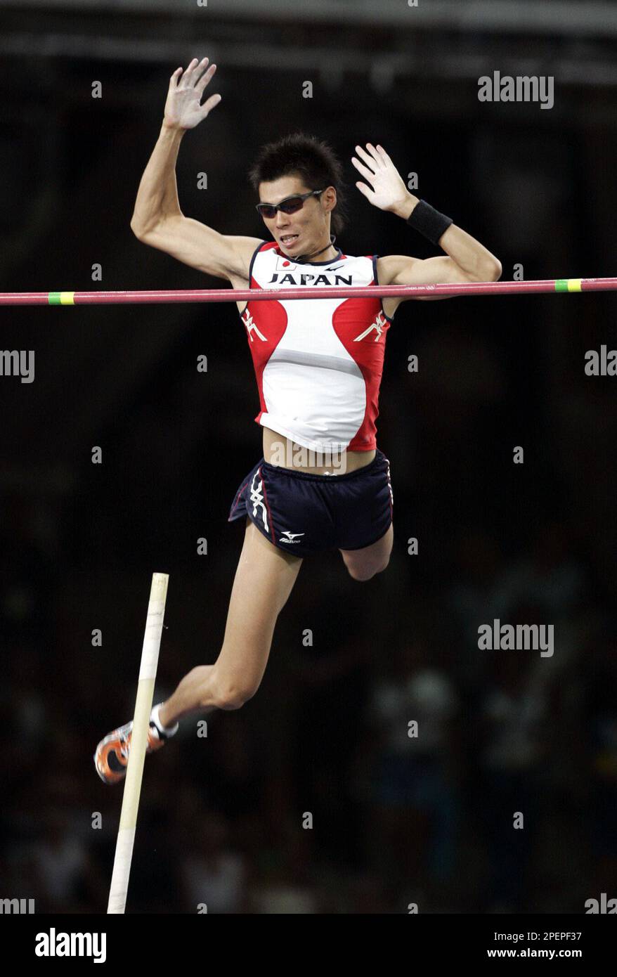Daichi Sawano of Japan competes in the pole vault final at the Olympic