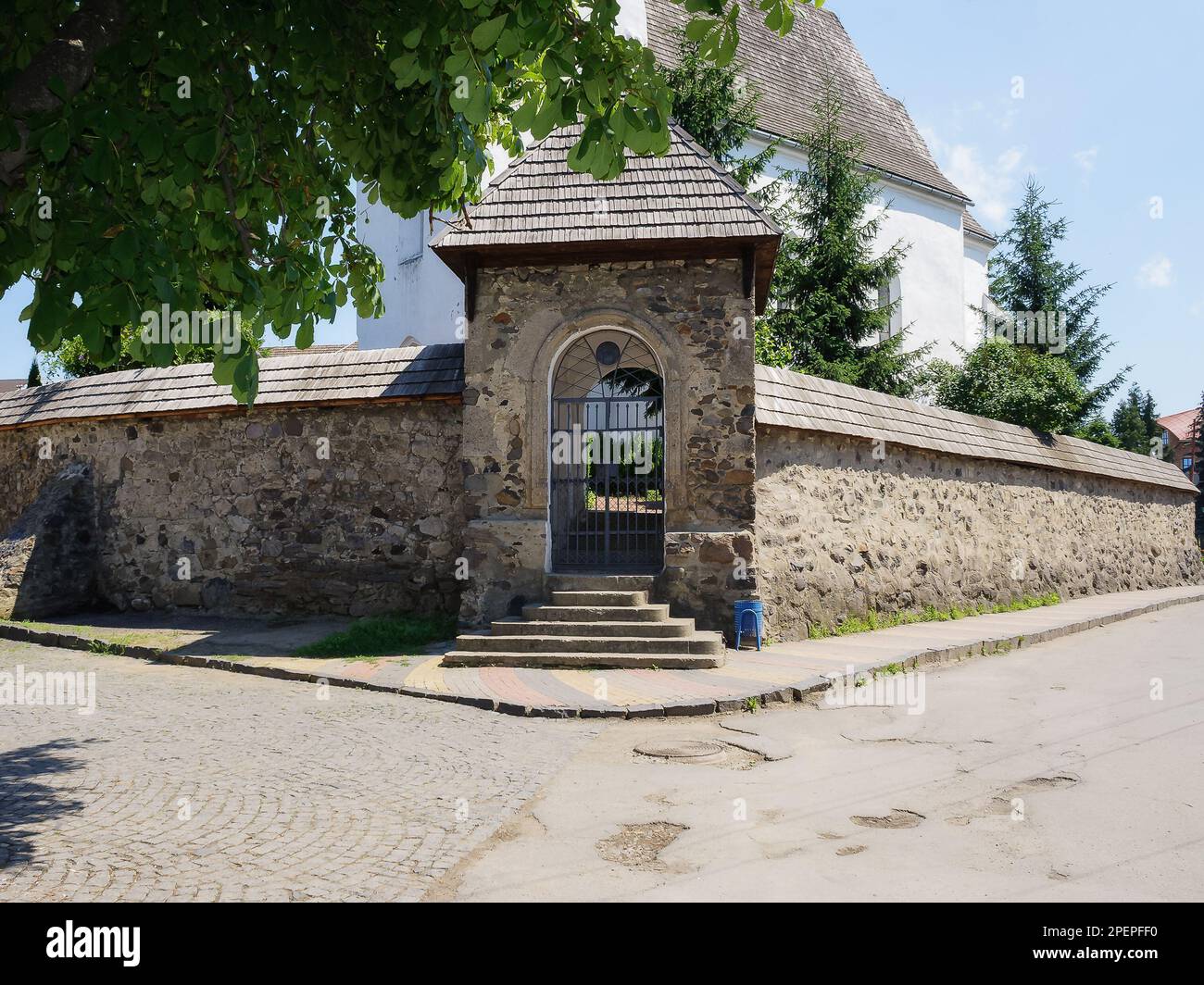 medieval entrance with gates. architectural background Stock Photo