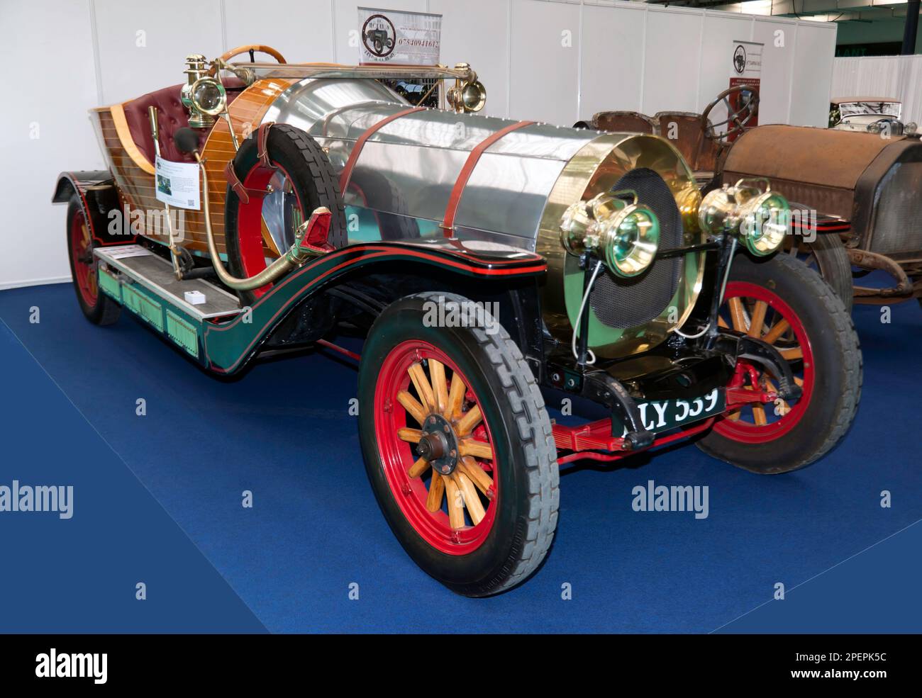 A recreation of the famous Chitty Chitty Bang Bang, from the film of the same name, on display at the Model A Revival Company stand, Olympia Stock Photo