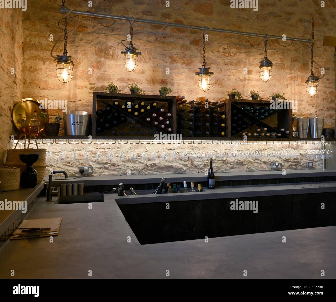 Bar and reception room at Sandridge Barton Wines, Lower Well Farm