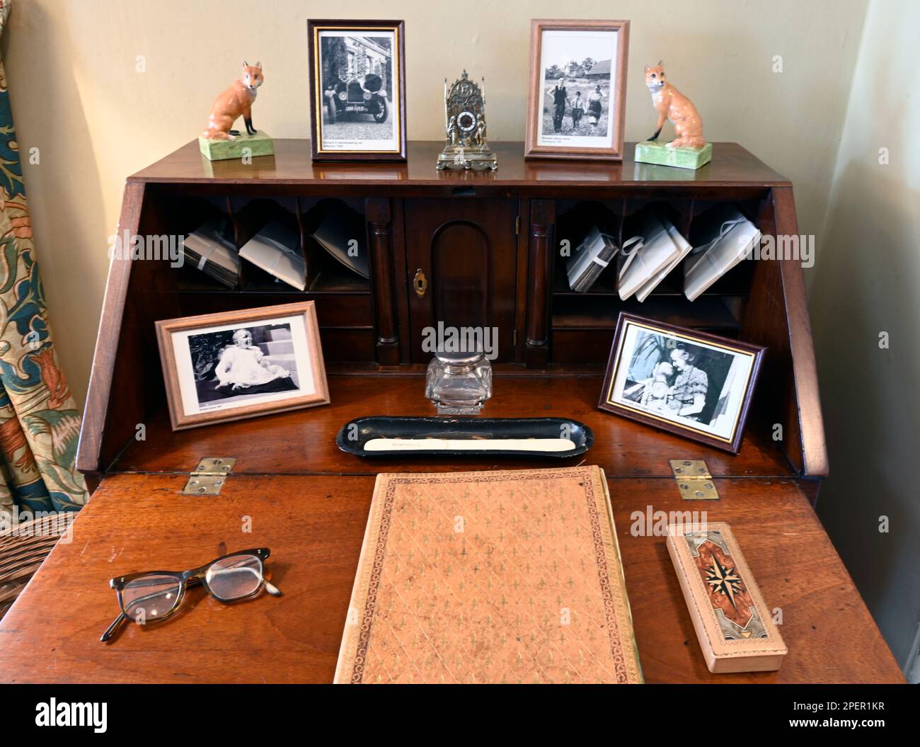 Killerton House, an 18th-century house at Broadclyst, Exeter, Devon, England, UK - interior view of writing desk. Stock Photo