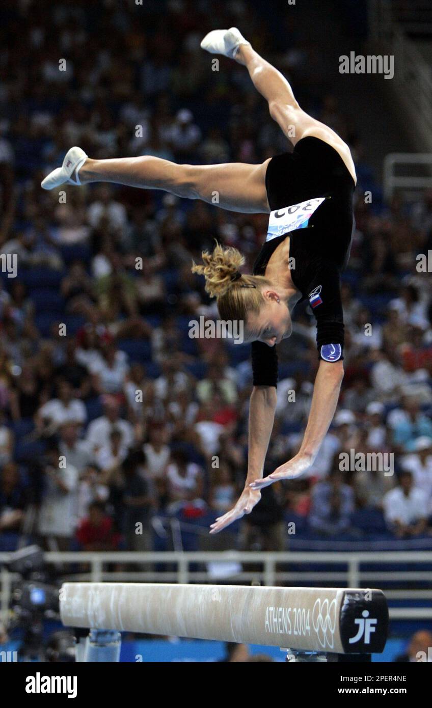 Svetlana Khorkina of Russia competes in the balance beam during the