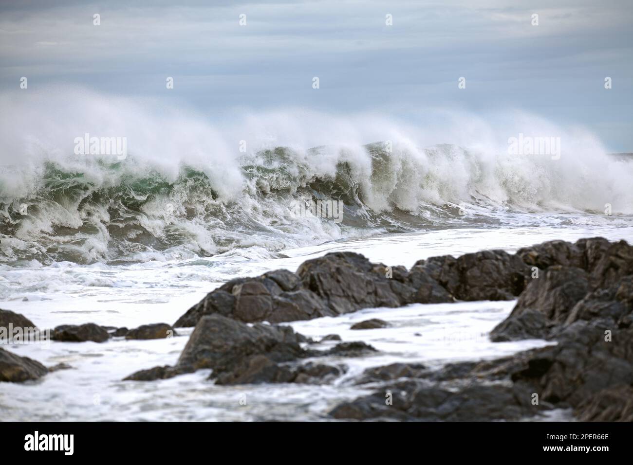 Breaking waves Ulstein, Norway Stock Photo