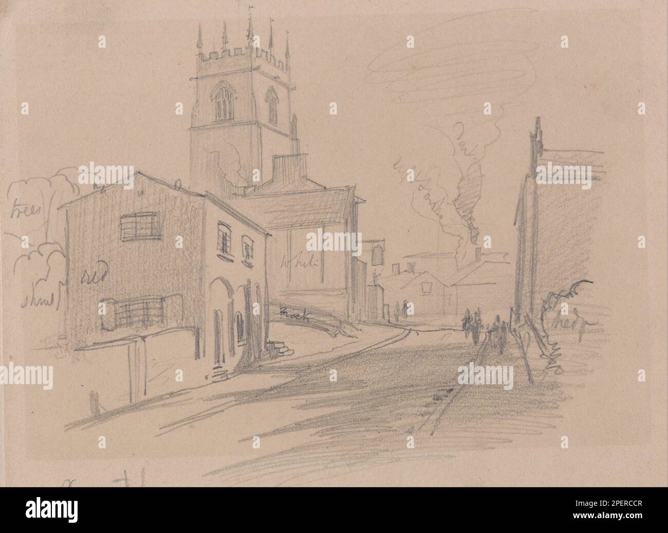 English Country Town by Edward Lear Stock Photo - Alamy