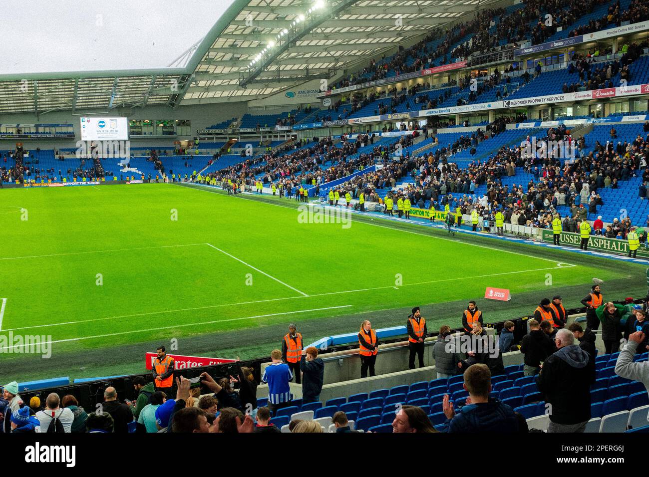 Brighton & Hove Albion vs Liverpool FC in the FA Cup. Brighton won 2-1. Photo taken from the North Stand - 29th January 2023 Stock Photo