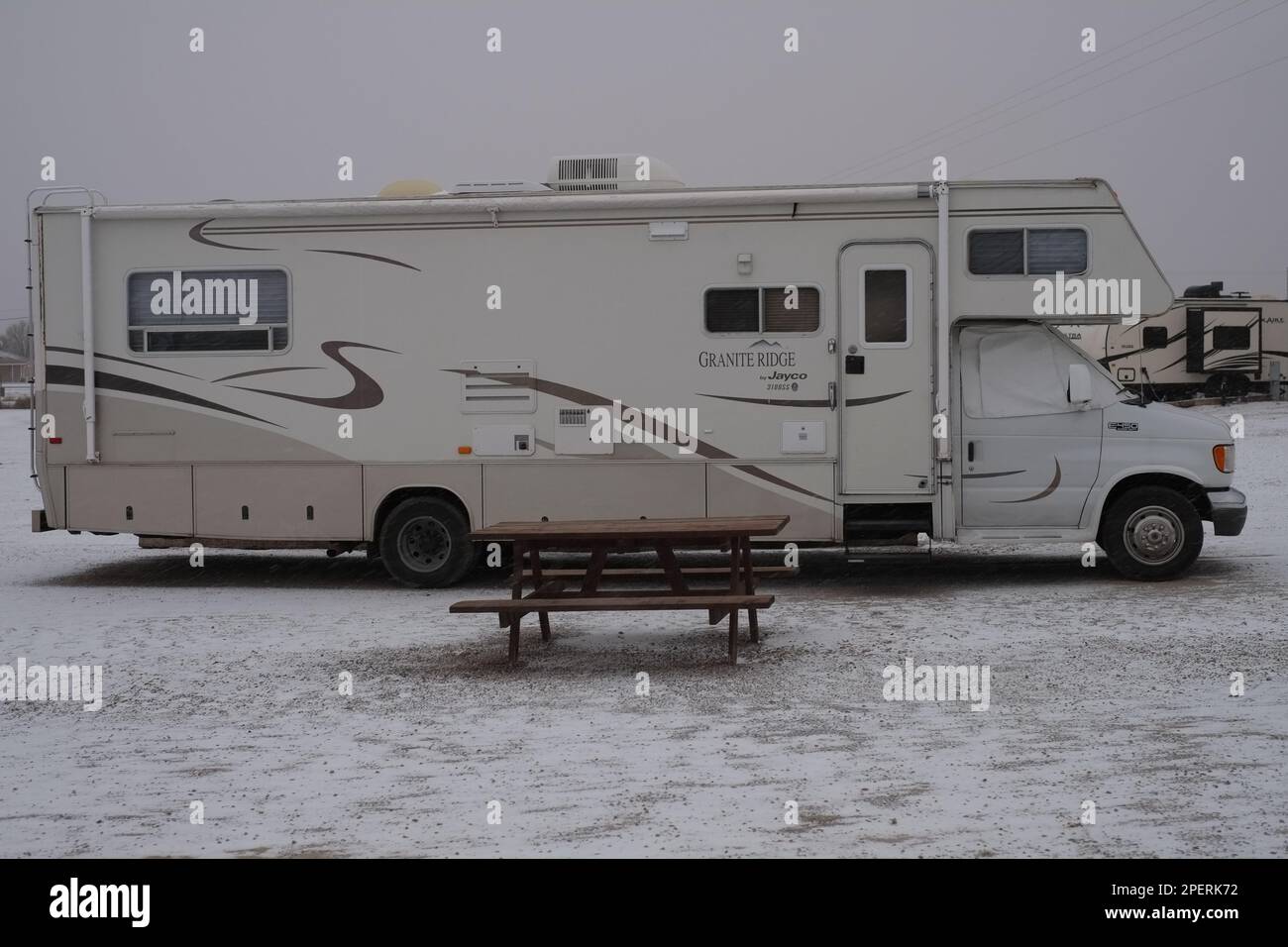 RV Park snow, New Mexico, USA Stock Photo Alamy