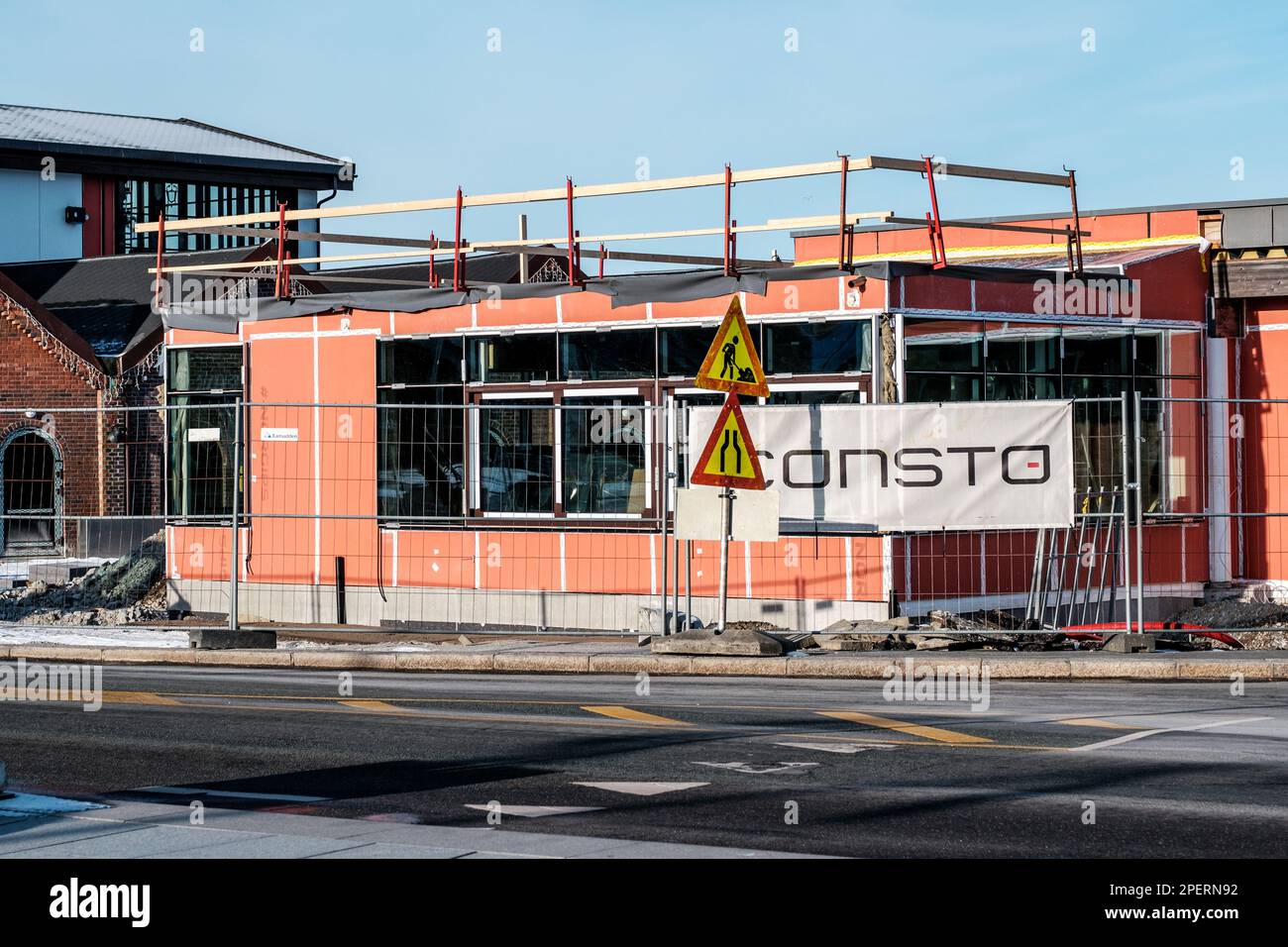 Sandnes Norway, March 10 2023, New Town Centre Building Under Construction With No People Stock Photo