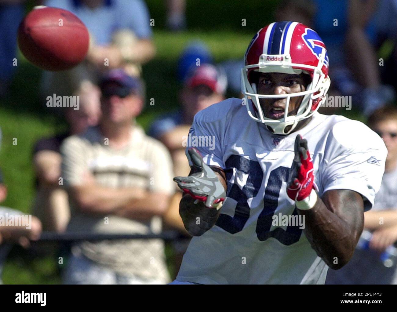 Buffalo Bills wide receiver Eric Moulds looks up at the scoreboard during  the third quarter. The New York Jets defeated the Buffalo Bills 16 to 14 at  Giants Stadium in East Rutherford