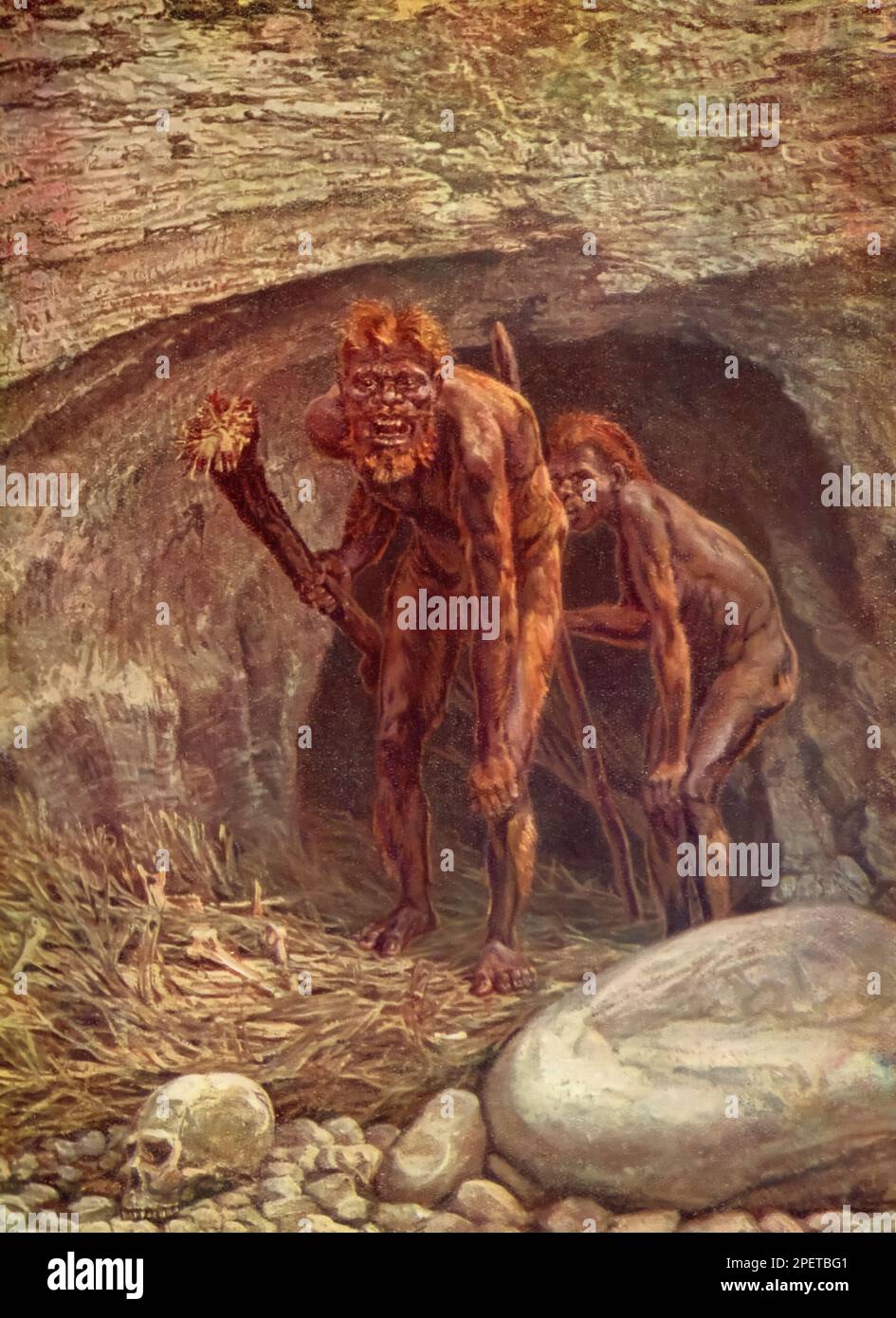 An early ancestor of man, c1937. Some prehistoric humans were cave dwellers, but most were not. Such early cave dwellers, and other prehistoric peoples, are also called cave men. Stock Photo