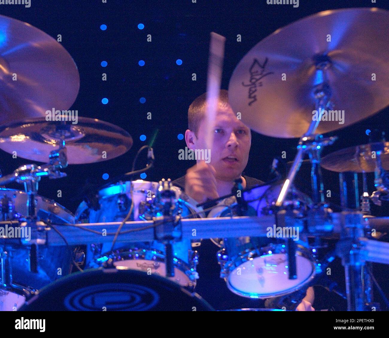 Drummer Chad Sexton of the rock band 311 performs at theTweeter Center ...