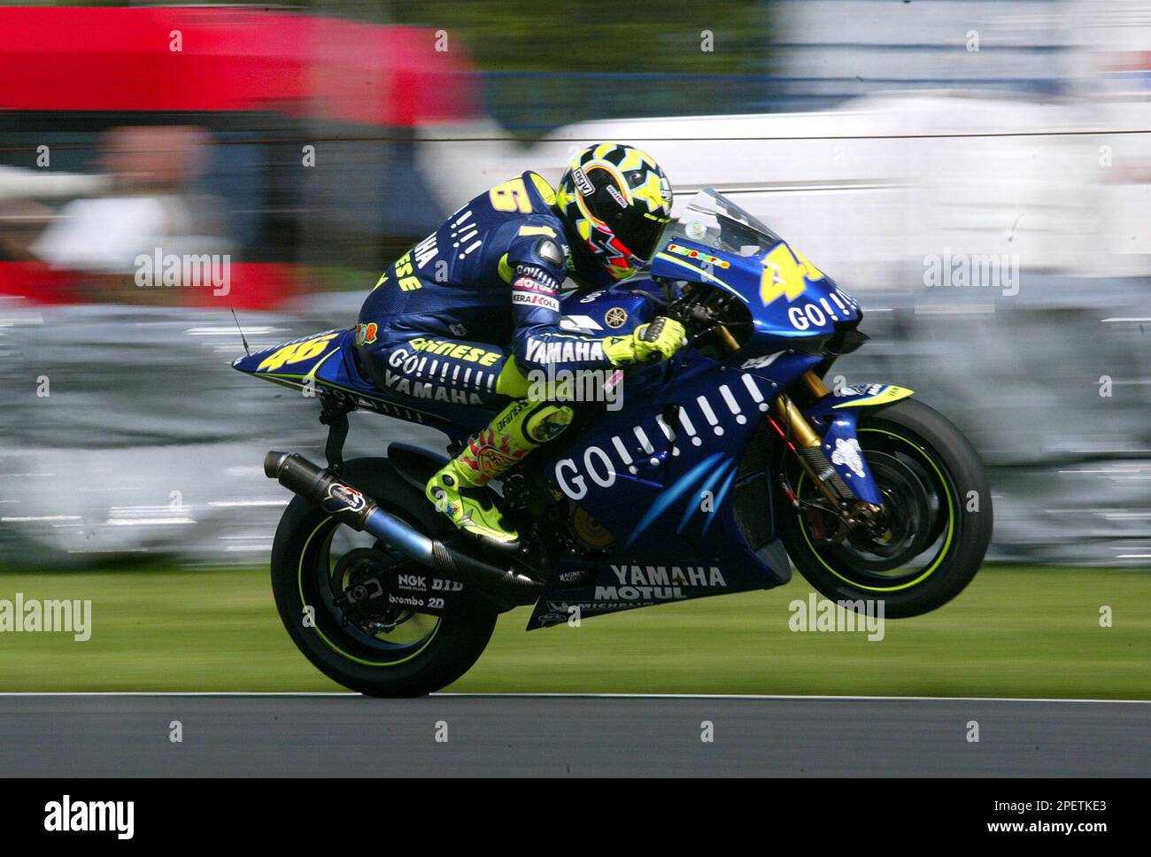 Italy's Valentino Rossi in action onboard his Yamaha during free