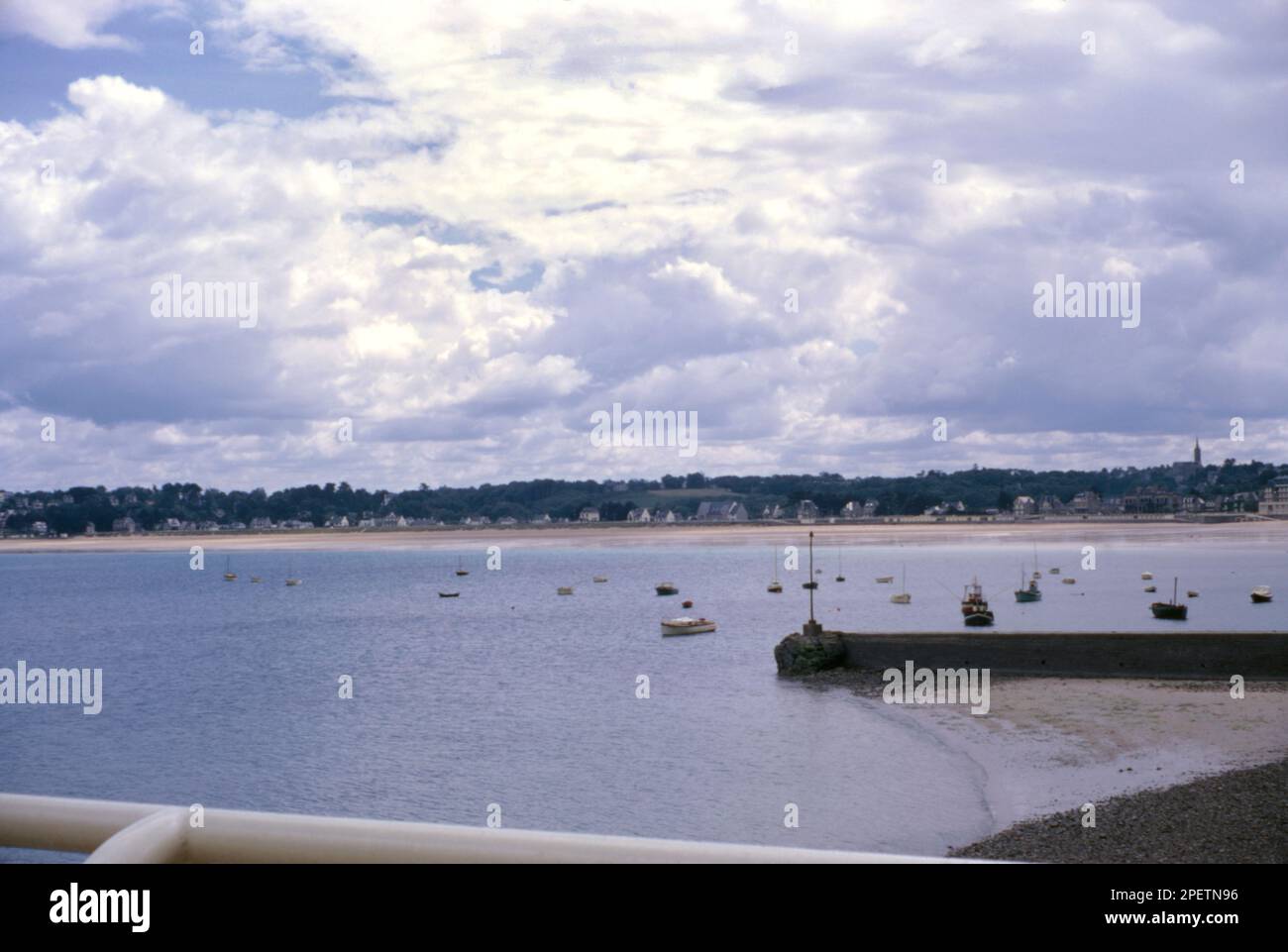 The view of St Cast Le Guildo from across the bay at the marina in