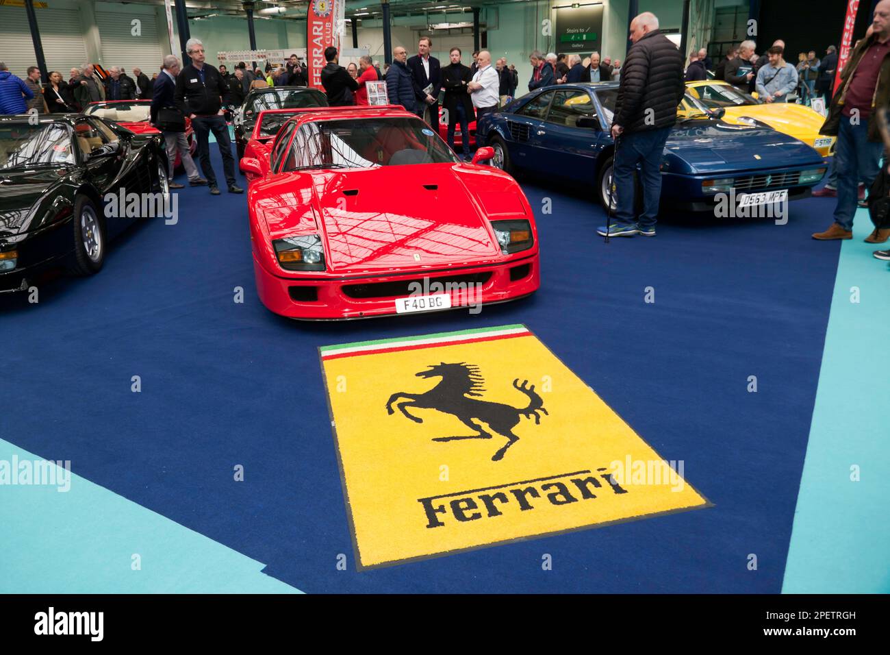 A Red, Ferrari F40, on the Ferrari Owner's Club Stand, at the 2023 London Classic Car Show Stock Photo