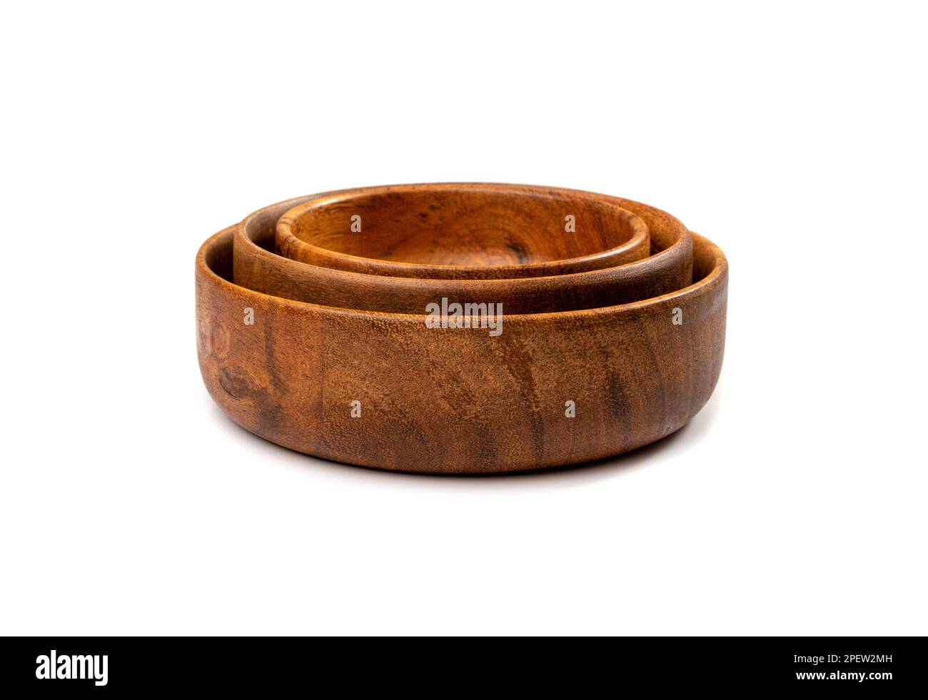 Empty Wood Bowl Isolated, Wooden Bowl on White Background, Rustic