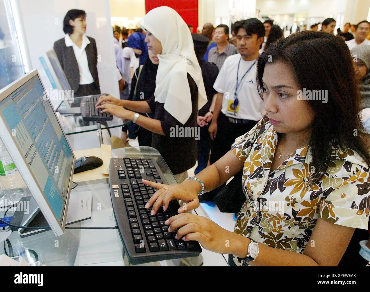 Malaysian job seekers search for job offers through the during