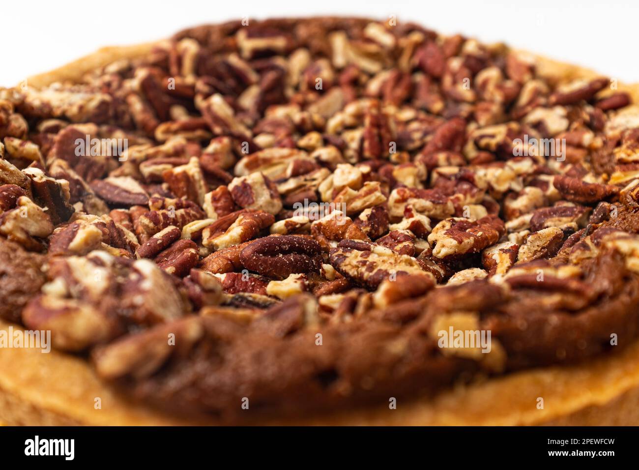 Pecan pie on a white background Stock Photo