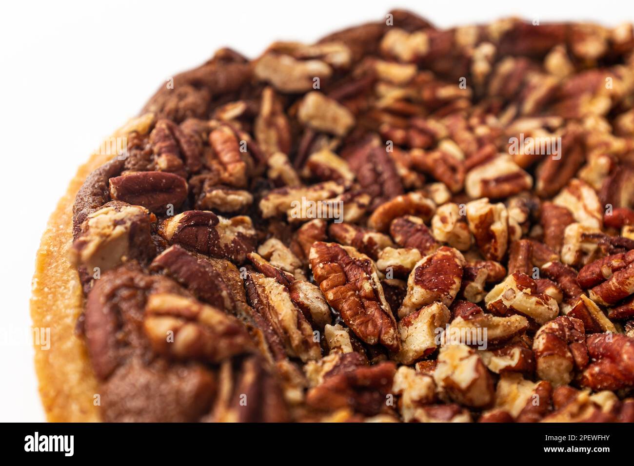 Pecan pie on a white background Stock Photo