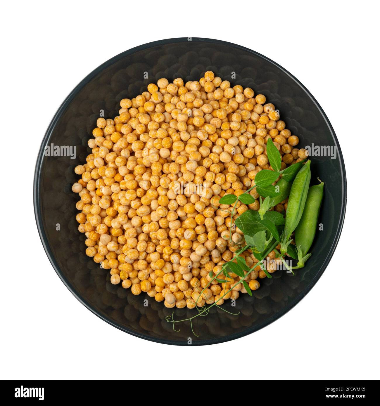 Dry Yellow Peas Isolated, Whole Pea Pile, Raw Legume, Protein Source, Healthy Vegan Food, Dry Yellow Peas on White Background Stock Photo