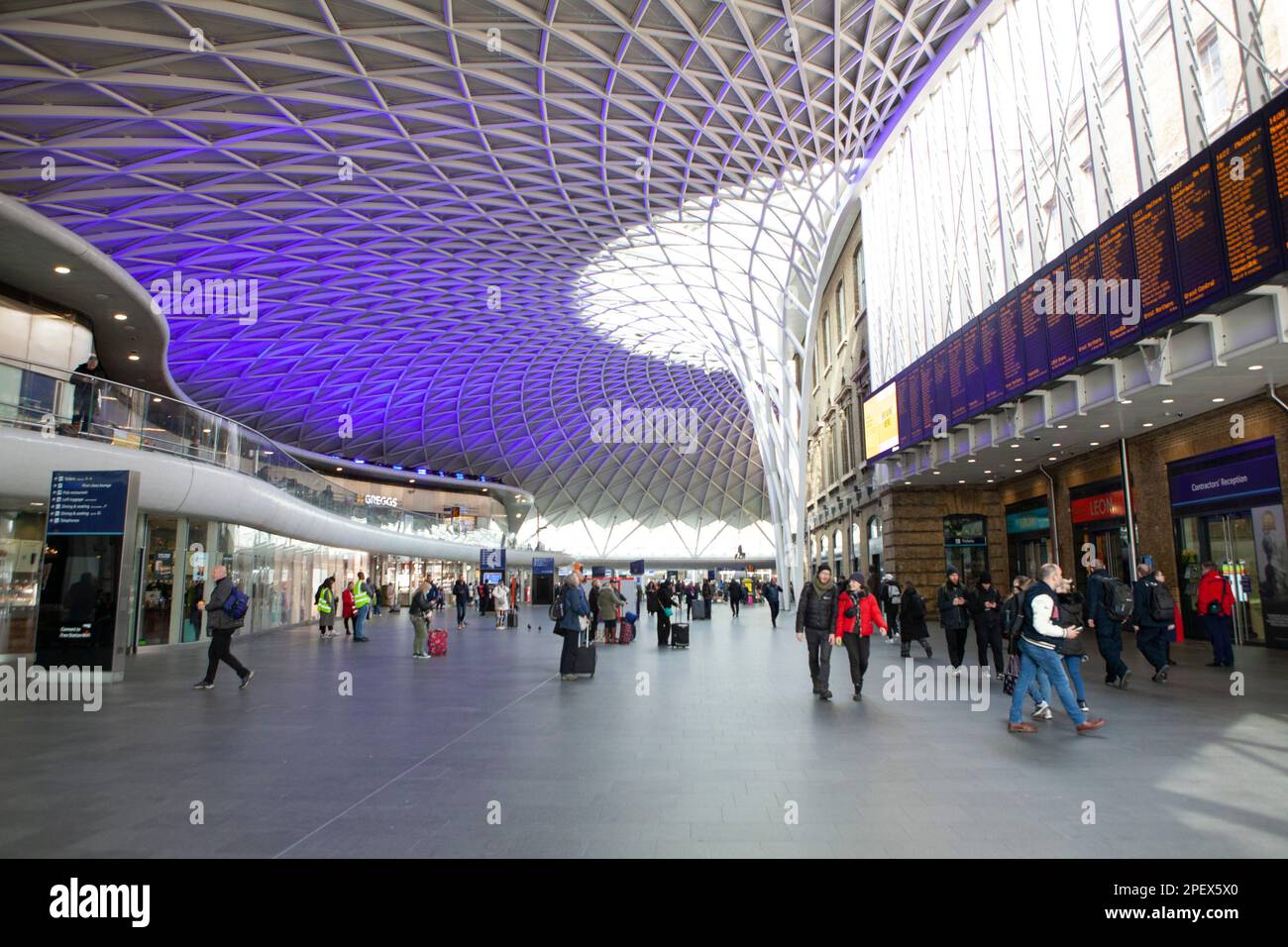 London, UK. 16th Mar, 2023. King's Cross station is almost empty due to industrial action by the RMT union. Train drivers are taking industrial action over pay and working conditions. Some trains are running but not as many as usual and services will end earlier in the day that usual. Credit: Anna Watson/Alamy Live News Stock Photo