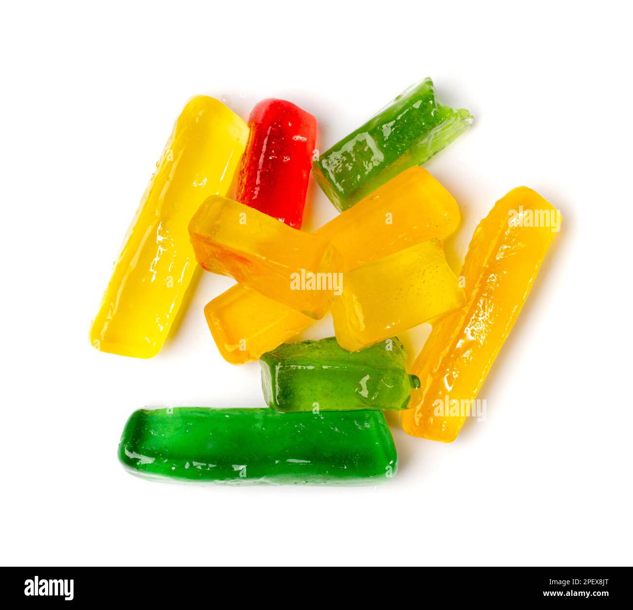 Gummy Candy Pile Isolated, Chewing Colorful Marmalade Sticks, Jelly