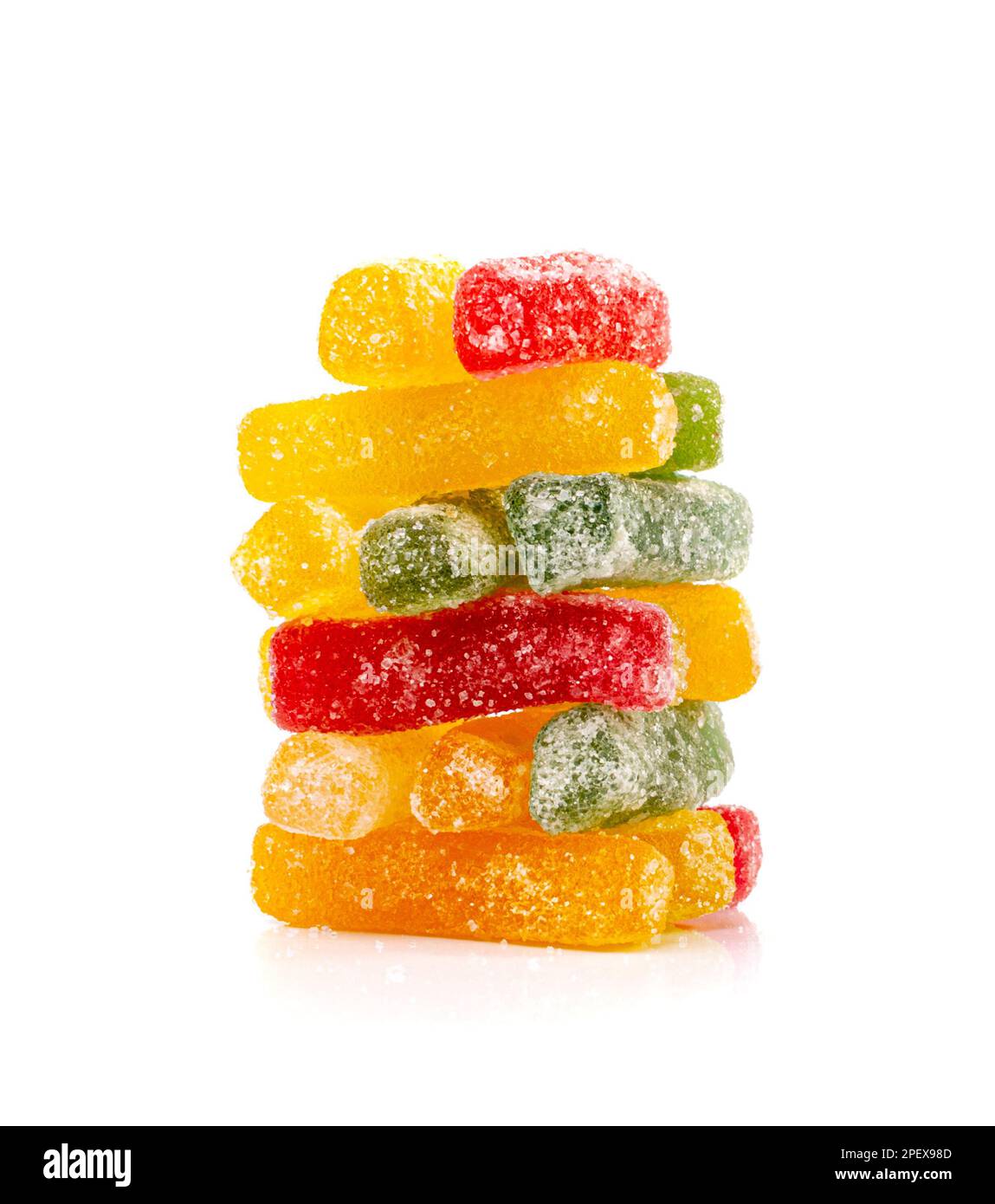 Round Gummy Candy Pile Isolated, Chewing Colorful Marmalade Sticks