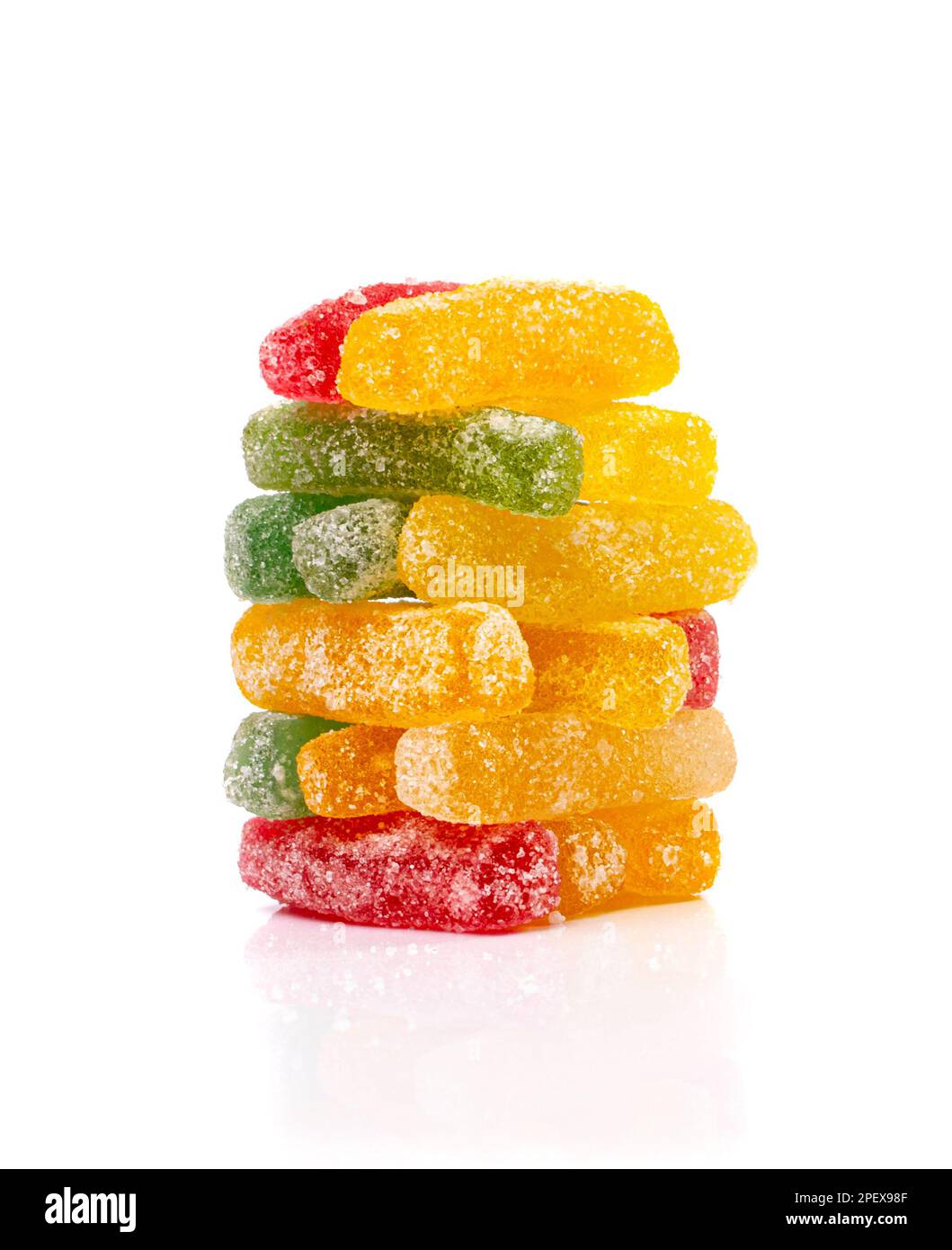 Round Gummy Candy Pile Isolated, Chewing Colorful Marmalade Sticks