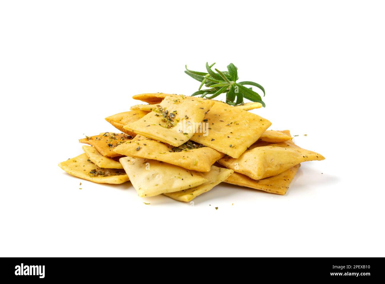 Pita Chips Pile Isolated, Small Wheat Tortillas, Crunchy Flat Bread with Herbs and Spices, Spicy