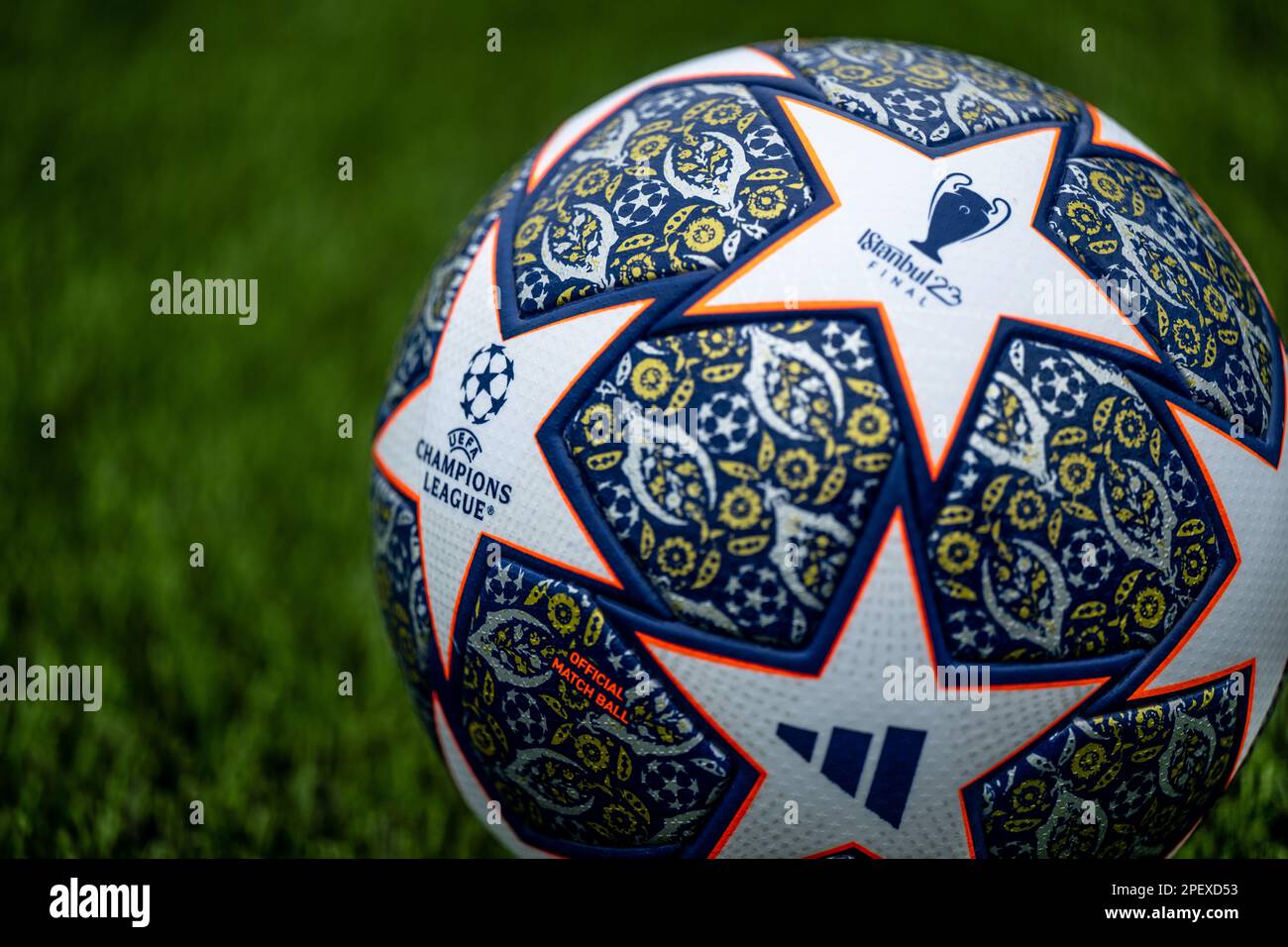 Close up of Adidas UEFA Champions League Final Football Istanbul 2023 2024 Stock Photo