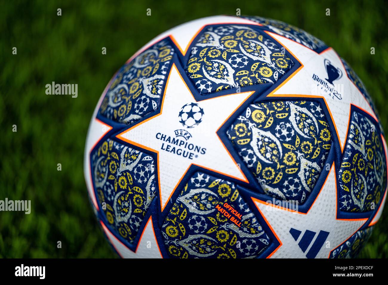 Close up of Adidas UEFA Champions League Final Football Istanbul 2023 2024 Stock Photo